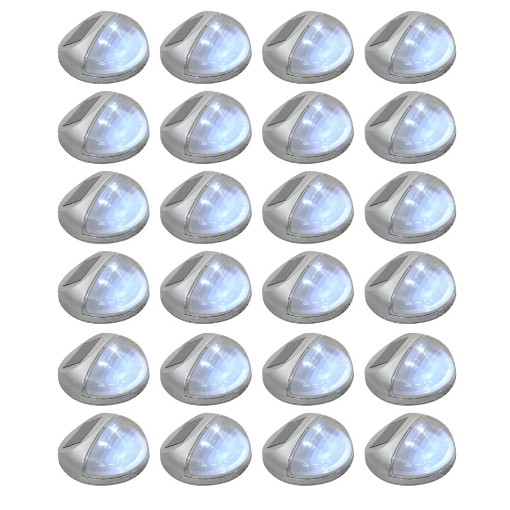 vidaXL Lampes solaires murales à LED d'extérieur 24 pcs Rond Argenté