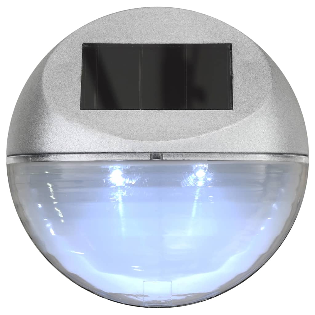 vidaXL Lampes solaires murales à LED d'extérieur 24 pcs Rond Argenté