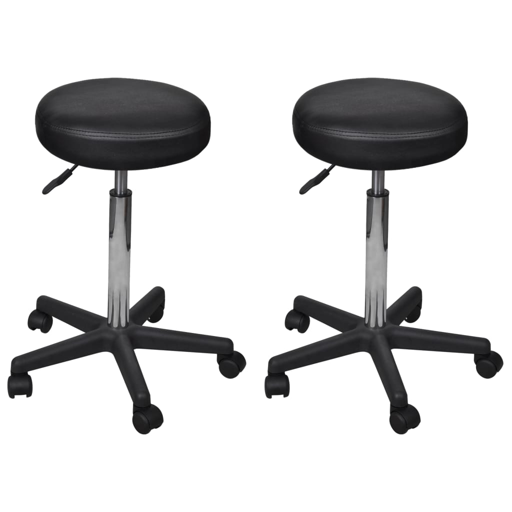 vidaXL Tabourets de bureau 2 pcs Noir 35,5x84 cm Similicuir