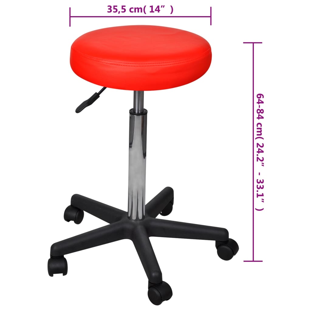 vidaXL Tabourets de bureau 2 pcs Rouge 35,5x84 cm Similicuir