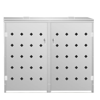 vidaXL Abri de poubelle double sur roulettes 240 L Acier inoxydable