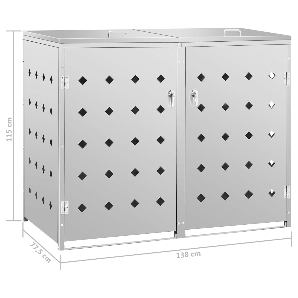 vidaXL Abri de poubelle double sur roulettes 240 L Acier inoxydable