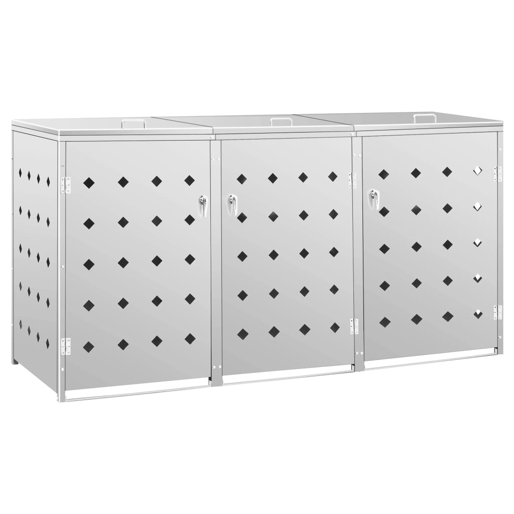 vidaXL Abri de poubelle triple sur roulettes 240 L Acier inoxydable