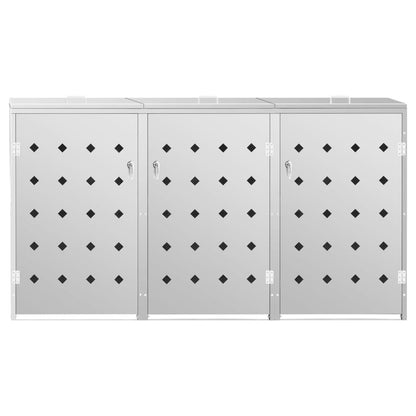 vidaXL Abri de poubelle triple sur roulettes 240 L Acier inoxydable