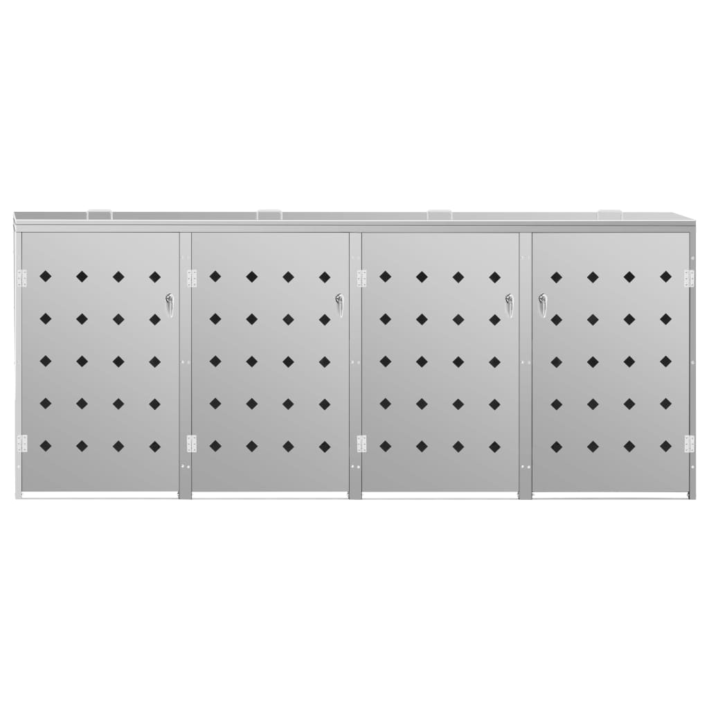 vidaXL Abri de poubelle quadruple sur roulettes 240 L Acier inoxydable