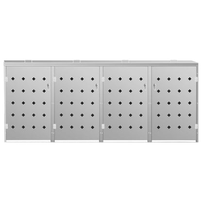 vidaXL Abri de poubelle quadruple sur roulettes 240 L Acier inoxydable
