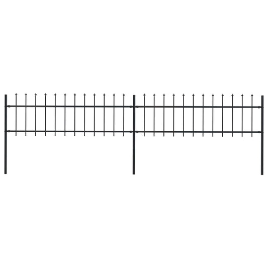 vidaXL Clôture de jardin avec dessus en lance Acier 3,4 x 0,6 m Noir
