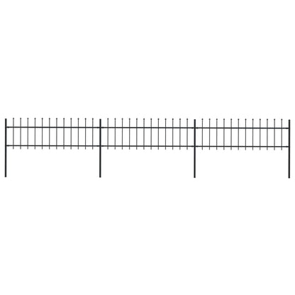 vidaXL Clôture de jardin avec dessus en lance Acier 5,1 x 0,6 m Noir