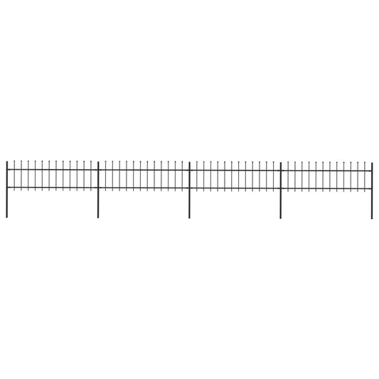 vidaXL Clôture de jardin avec dessus en lance Acier 6,8 x 0,6 m Noir