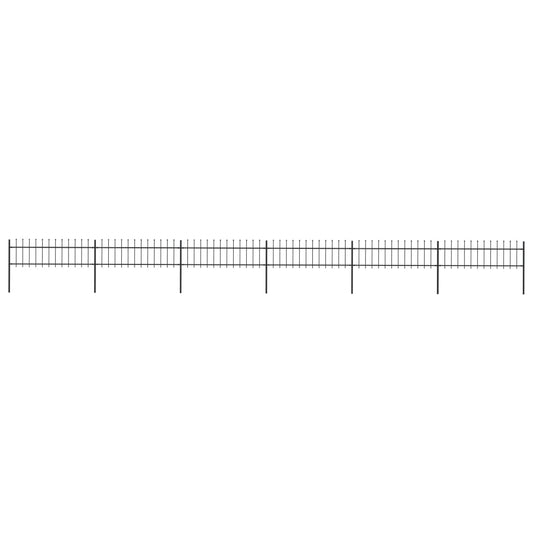 vidaXL Clôture de jardin avec dessus en lance Acier 10,2 x 0,6 m Noir