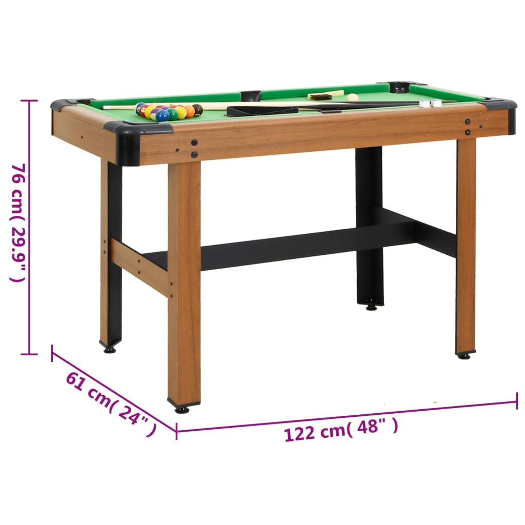 vidaXL Table de billard 4 pieds 122x61x76 cm Marron
