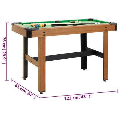 vidaXL Table de billard 4 pieds 122x61x76 cm Marron