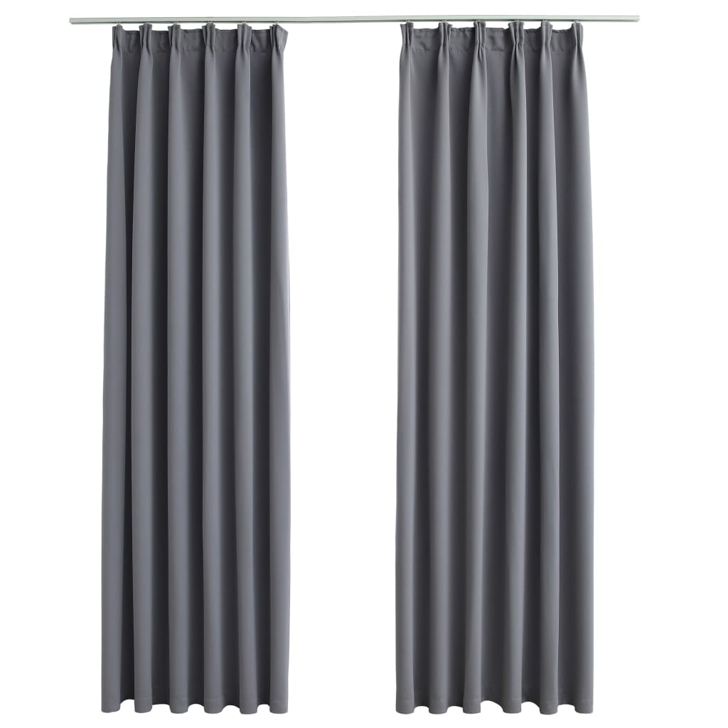 vidaXL Rideaux occultants avec crochets 2 pcs Gris 140x245 cm