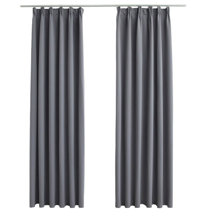 vidaXL Rideaux occultants avec crochets 2 pcs Gris 140x245 cm