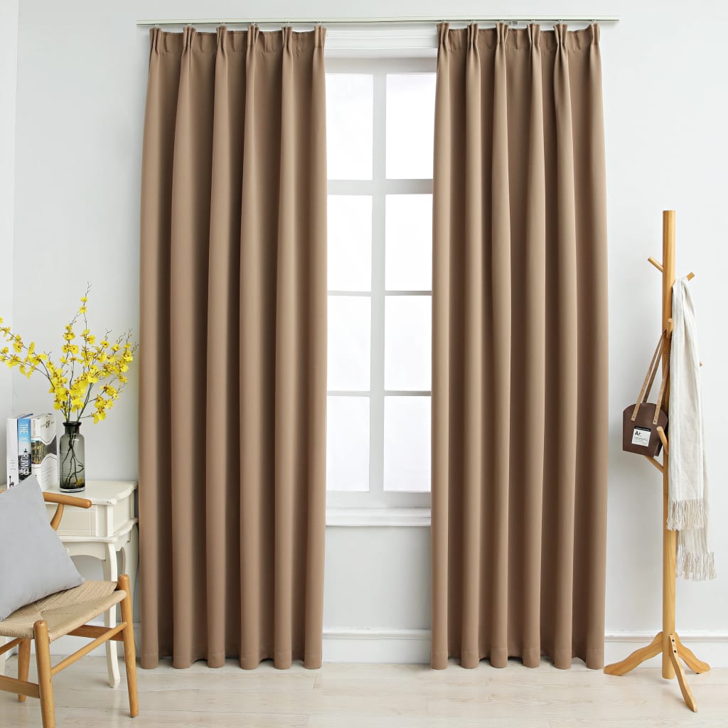 vidaXL Rideaux occultants avec crochets 2 pcs Taupe 140x245 cm