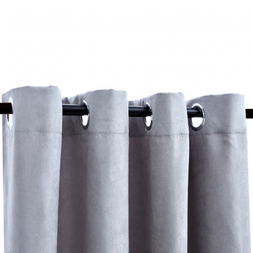 vidaXL Rideaux occultants avec anneaux en métal 2 pcs Gris 140x245 cm