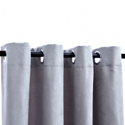 vidaXL Rideaux occultants avec anneaux en métal 2 pcs Gris 140x245 cm