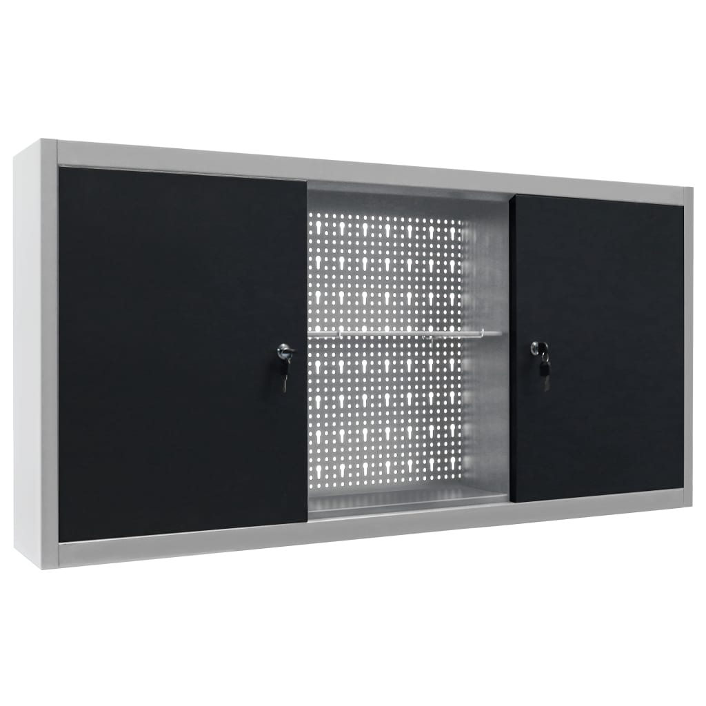 vidaXL Armoire à outils murale Style Industriel Métal Gris et noir