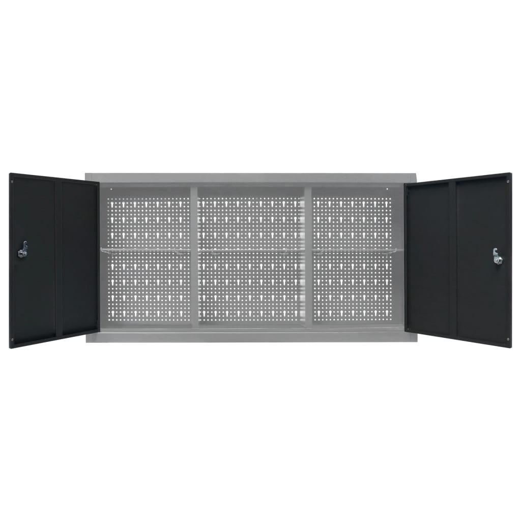 vidaXL Armoire à outils murale Style Industriel Métal Gris et noir