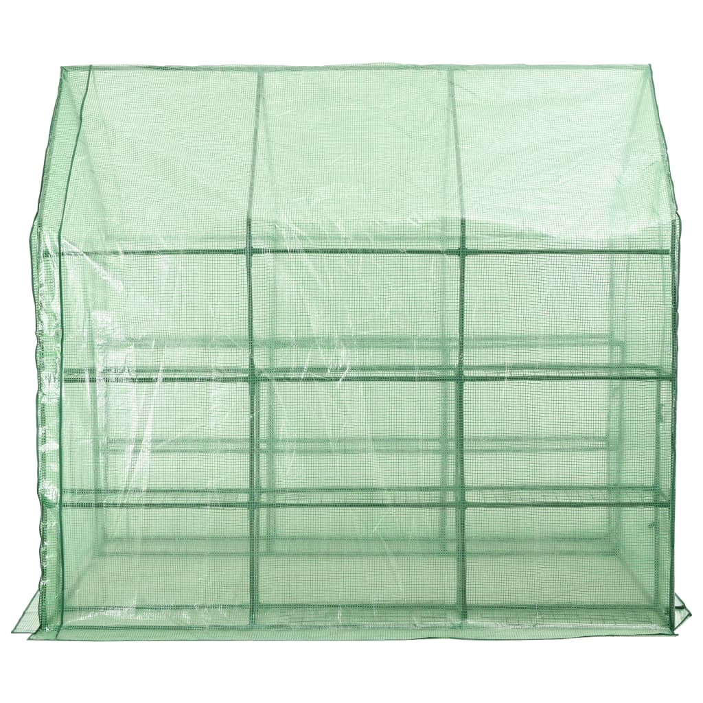 vidaXL Serre de plain-pied avec 12 étagères Acier 143x214x196 cm