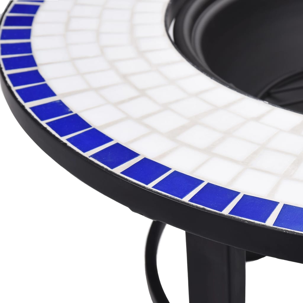 vidaXL Foyer mosaïque Bleu et blanc 68 cm Céramique