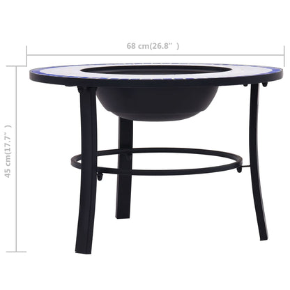 vidaXL Foyer mosaïque Bleu et blanc 68 cm Céramique