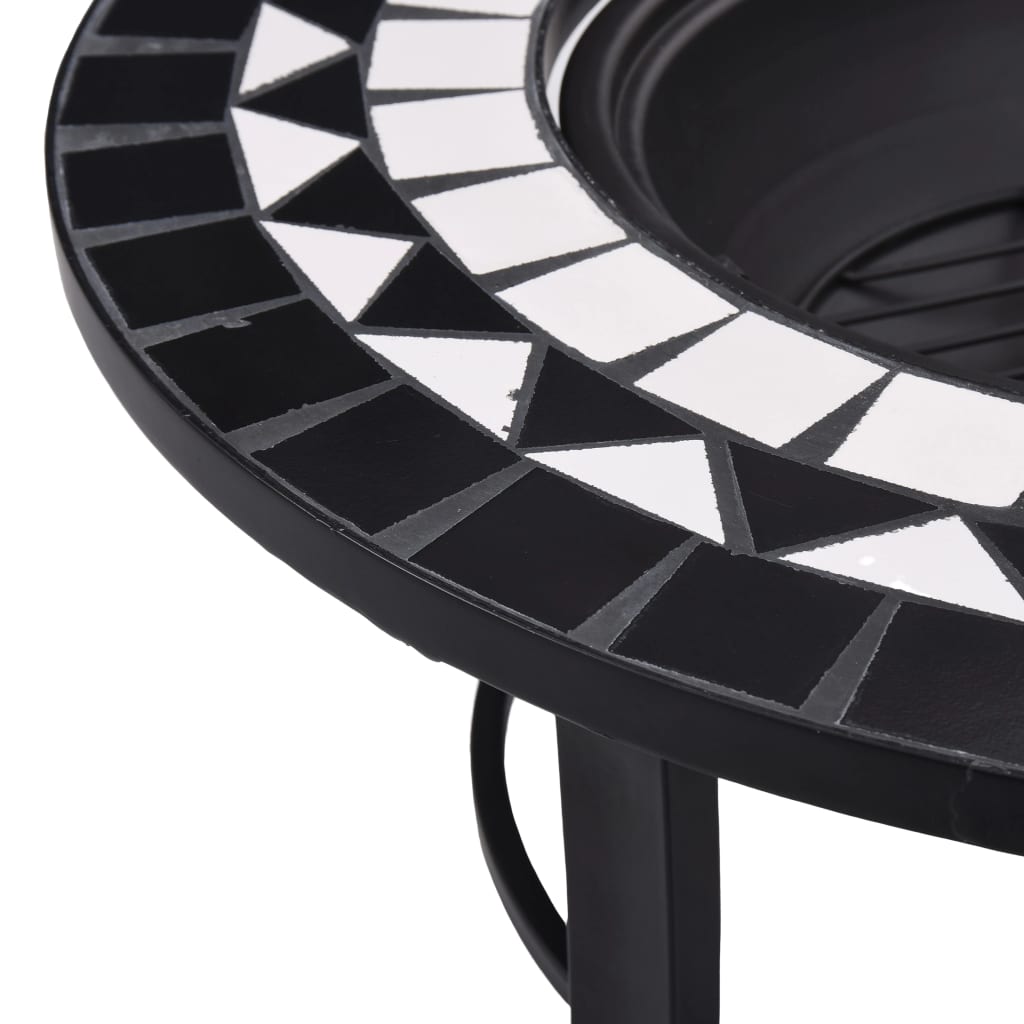 vidaXL Foyer mosaïque Noir et blanc 68 cm Céramique