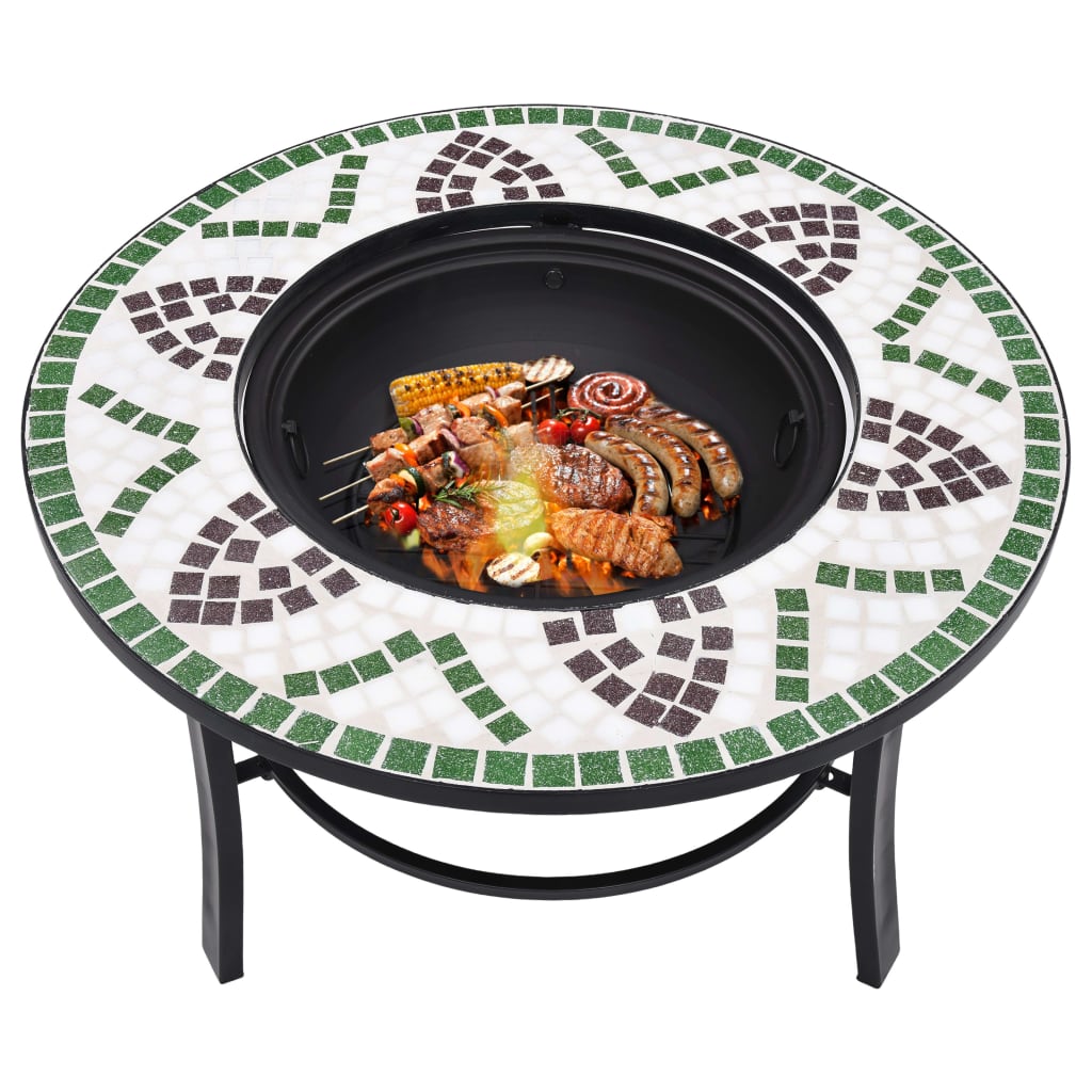 vidaXL Foyer mosaïque Vert 68 cm Céramique