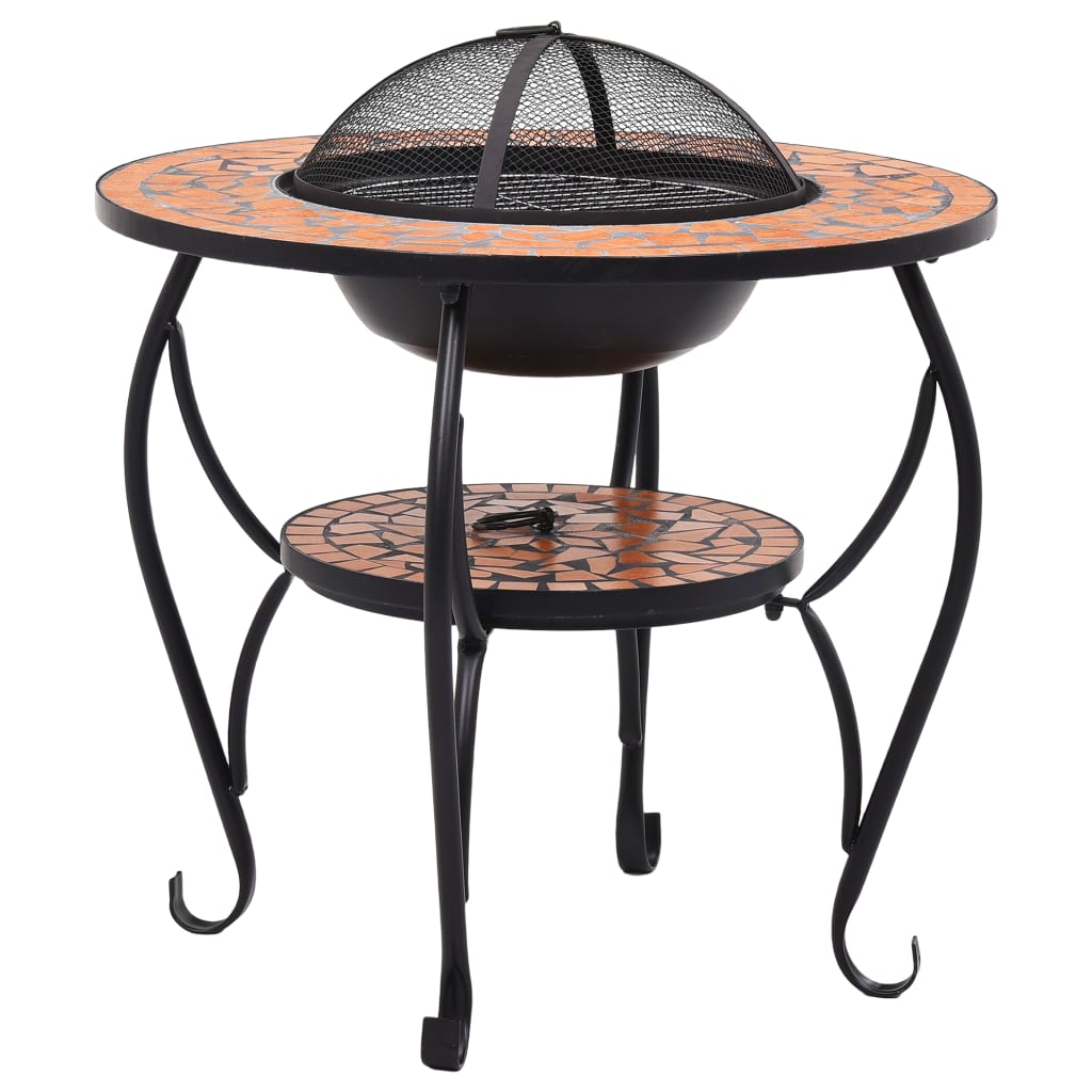 vidaXL Table de foyer mosaïque Terre cuite 68 cm Céramique