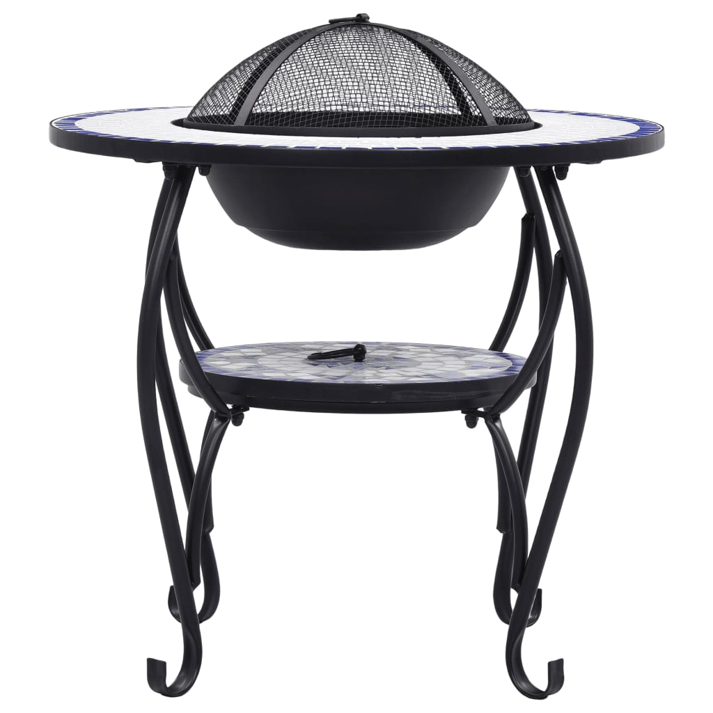 vidaXL Table de foyer mosaïque Bleu et blanc 68 cm Céramique