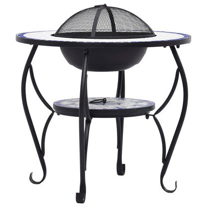 vidaXL Table de foyer mosaïque Bleu et blanc 68 cm Céramique