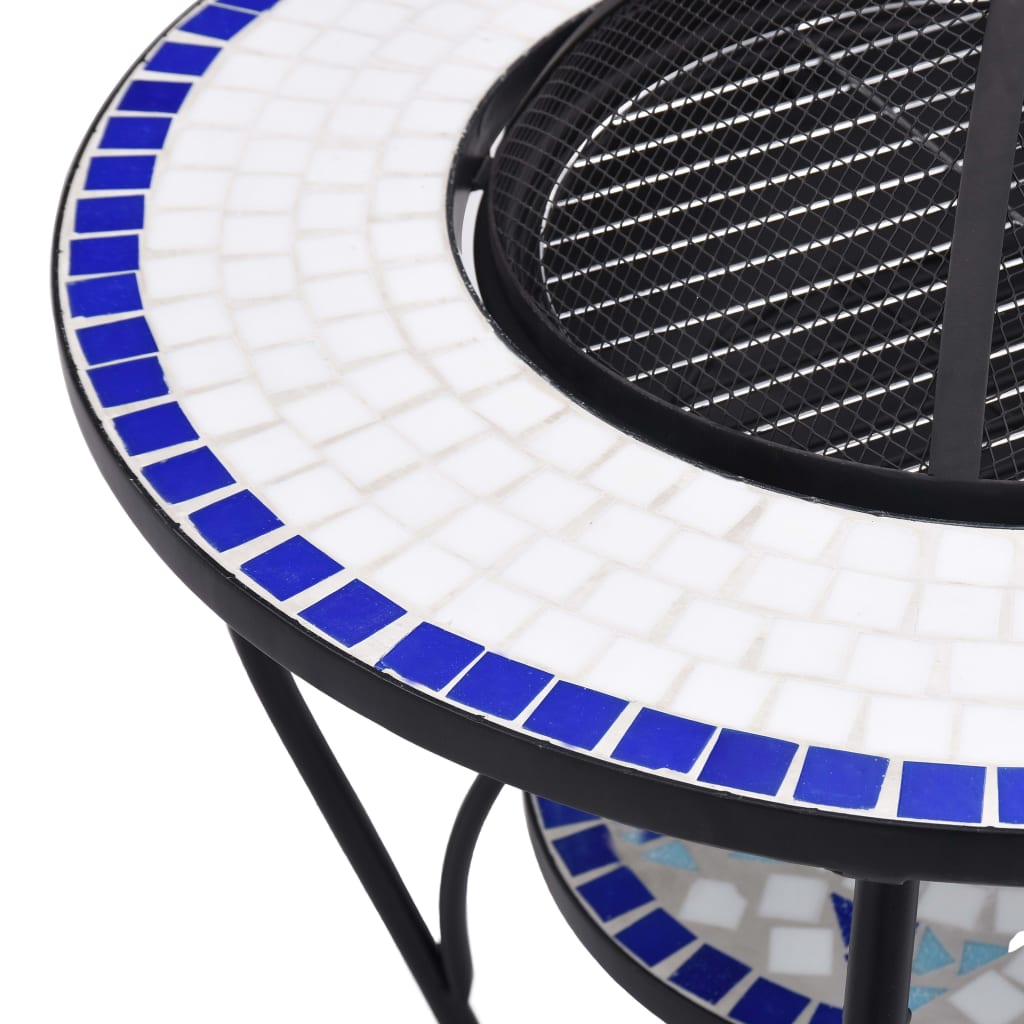 vidaXL Table de foyer mosaïque Bleu et blanc 68 cm Céramique