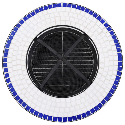 vidaXL Table de foyer mosaïque Bleu et blanc 68 cm Céramique