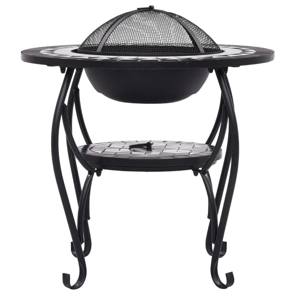 vidaXL Table de foyer mosaïque Noir et blanc 68 cm Céramique