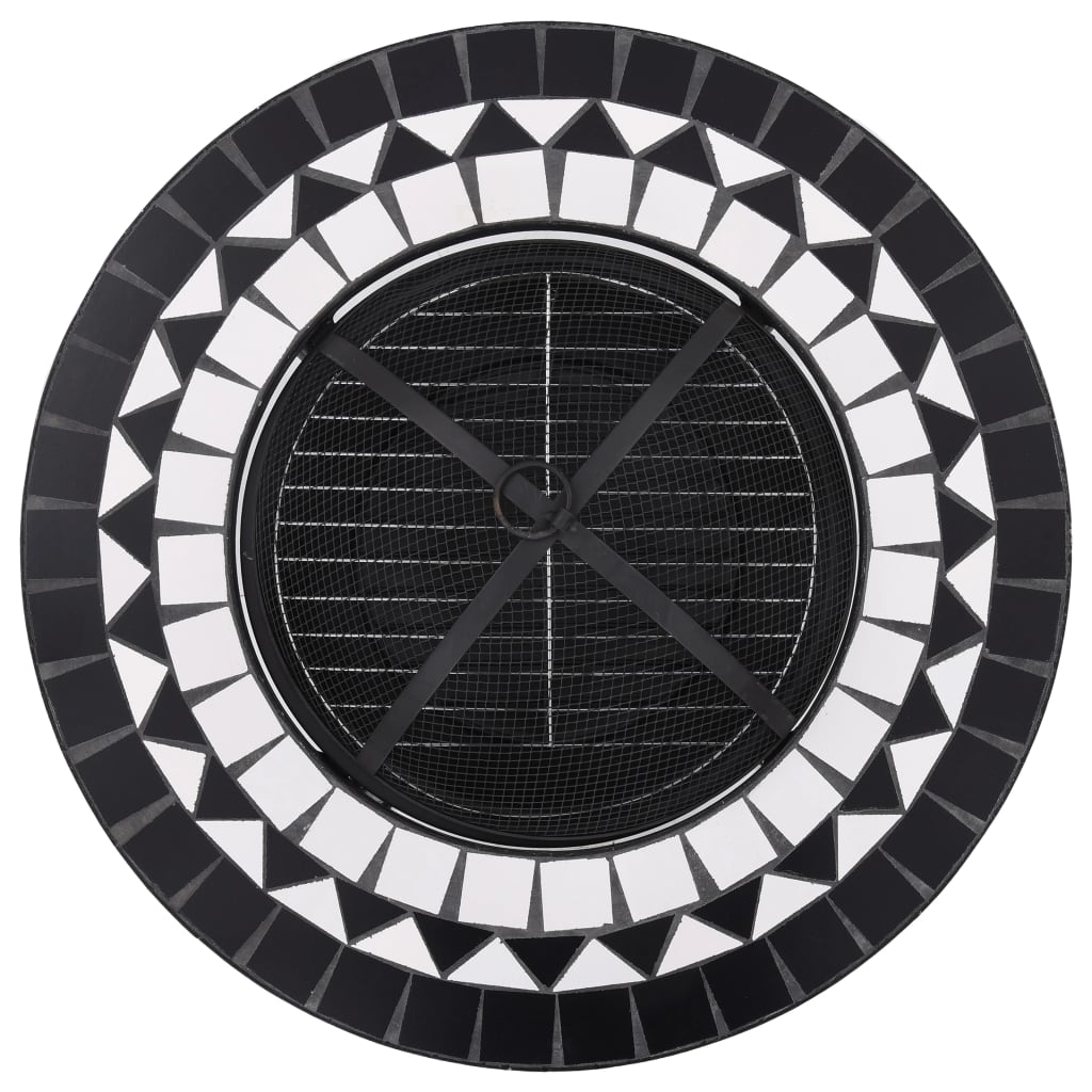 vidaXL Table de foyer mosaïque Noir et blanc 68 cm Céramique