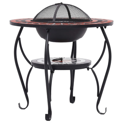 vidaXL Table de foyer mosaïque Terre cuite et blanc 68 cm Céramique
