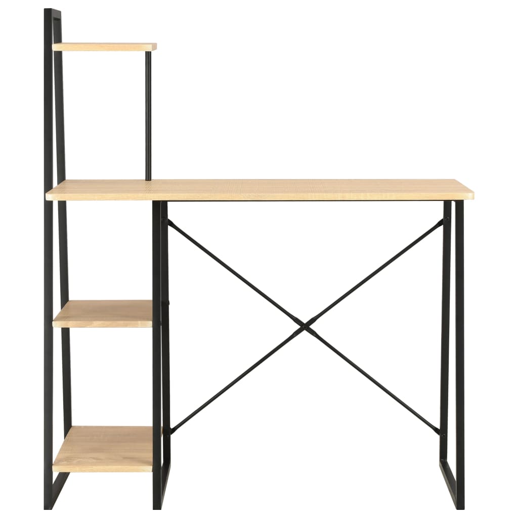 vidaXL Bureau avec étagère Noir et chêne 102x50x117 cm