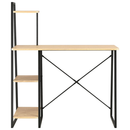 vidaXL Bureau avec étagère Noir et chêne 102x50x117 cm