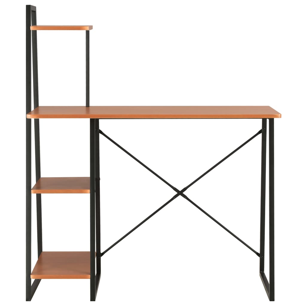 vidaXL Bureau avec étagère Noir et marron 102x50x117 cm