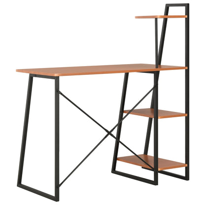 vidaXL Bureau avec étagère Noir et marron 102x50x117 cm