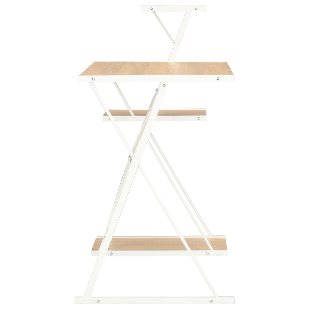 vidaXL Bureau avec étagère Blanc et chêne 116x50x93 cm