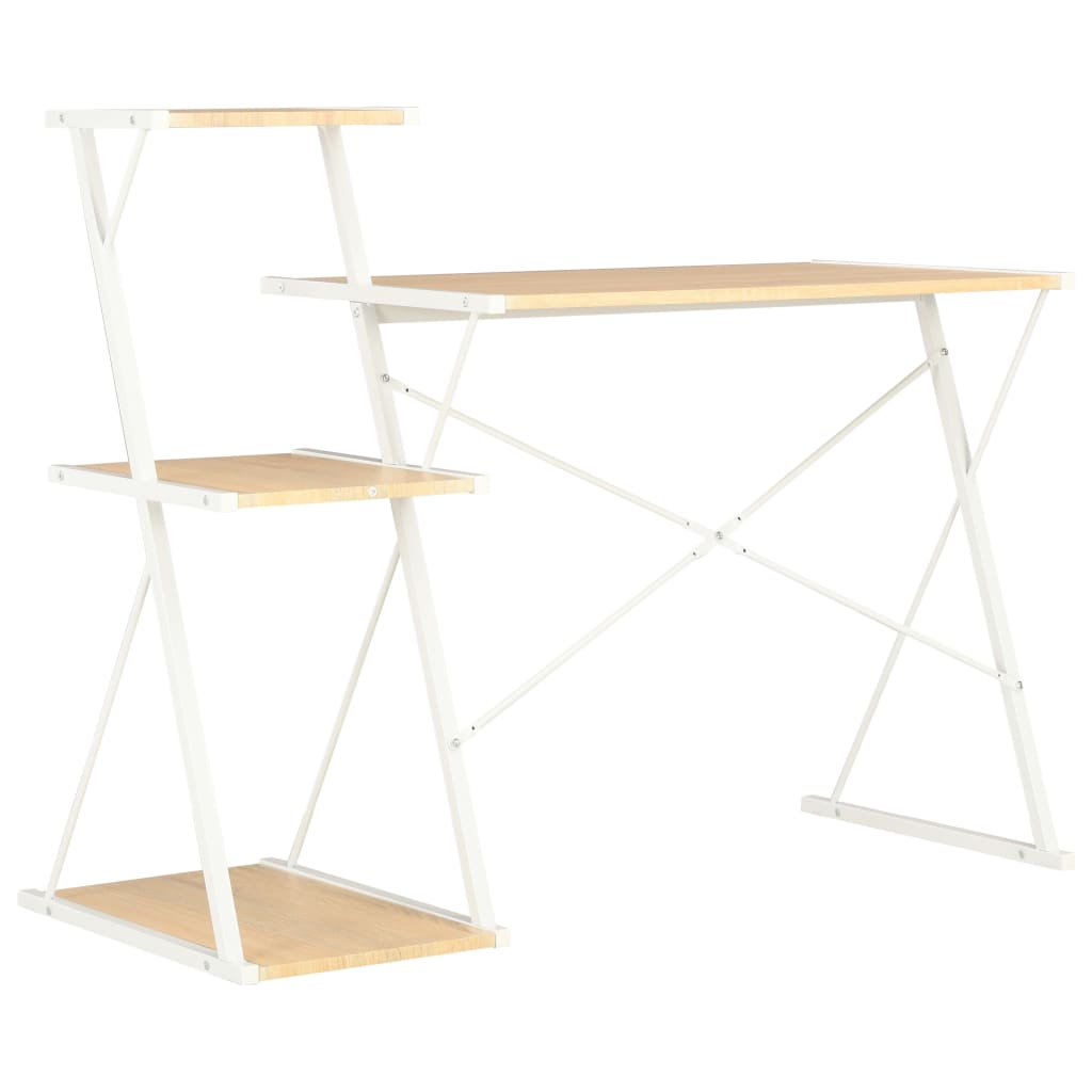 vidaXL Bureau avec étagère Blanc et chêne 116x50x93 cm