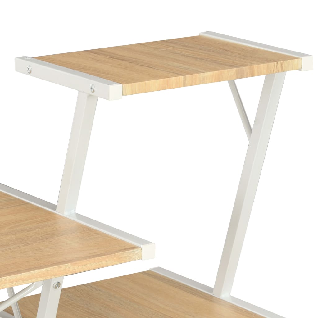 vidaXL Bureau avec étagère Blanc et chêne 116x50x93 cm