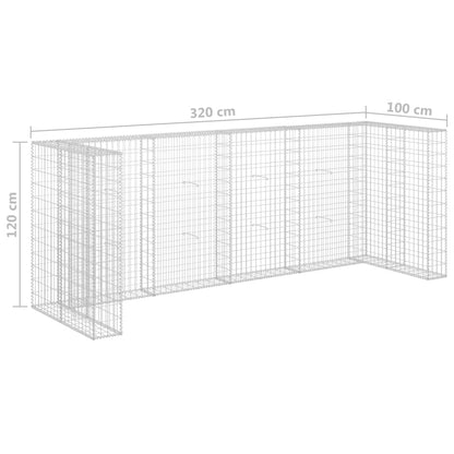 vidaXL Mur en gabion pour poubelles Acier galvanisé 320x100x120 cm