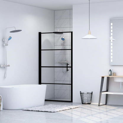 vidaXL Porte de douche verre trempé 91x195 cm noir