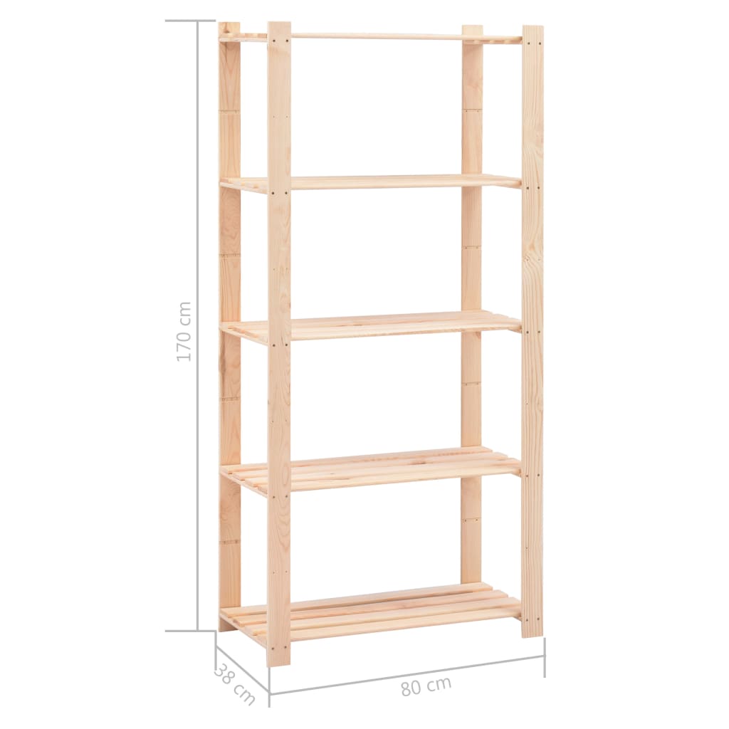 vidaXL Étagère de stockage 5 niveaux 80x38x170 cm Pin solide 250 kg