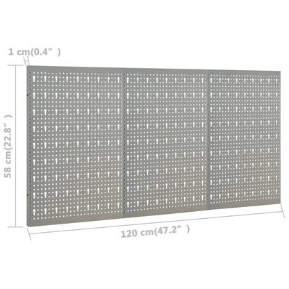 vidaXL Panneaux à chevilles muraux 3 pcs 40x58 cm Acier