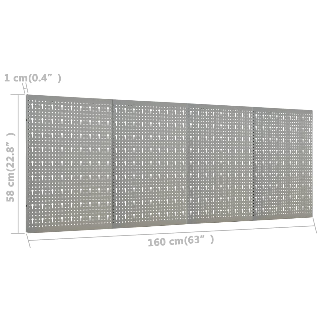 vidaXL Panneaux à chevilles muraux 4 pcs 40x58 cm Acier