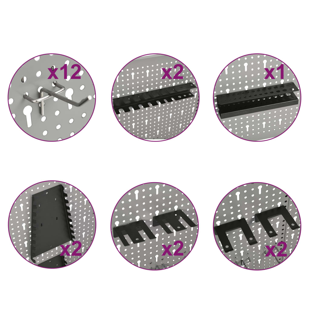 vidaXL Panneaux perforés muraux 4 pcs 40x58 cm Acier