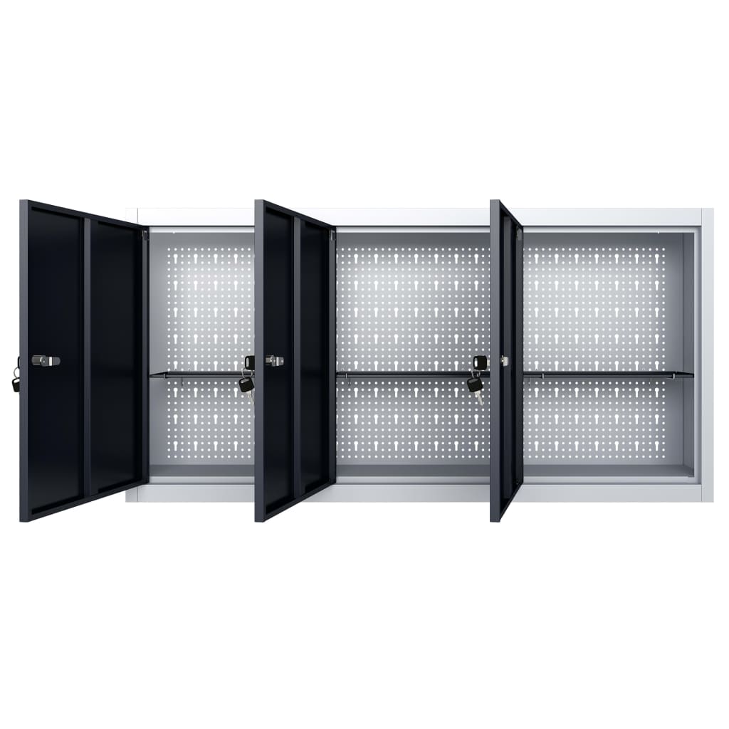 vidaXL Armoire à outils murale Style Industriel Métal Gris et noir